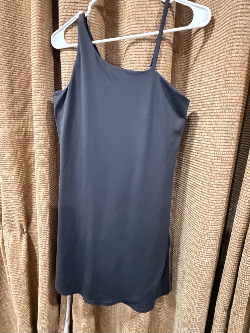 Athleta Black Asymmetrical Slip Dress with Thin Straps
